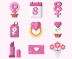 Feminine Pink Women's Day Icon Set