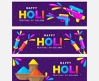 Holi Banner Collection in Flat Design Style