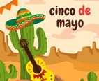 Guitar and Cactus in Cinco de Mayo