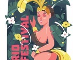 Rio Festival Illustration With Women Doing Samba Dance And Tropical Background