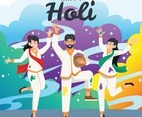 Man and Women Celebrating Holi Festival