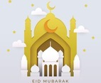 Celebrate Eid Mubarak With Mosque And Moon