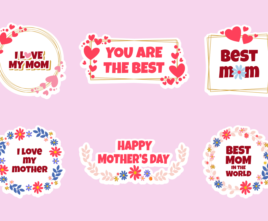 Happy Mothers Day Sticker Template Set