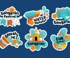 Flat Style Colorful Songkran Festivity Stickers