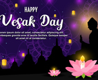 Happy Vesak Day Illustration With Night Background