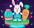 Cute easter bunny and friends concept