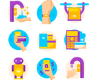 Untact or Contactless Technology Icon Set