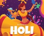 A Girl Dance For Celebrate Holi Festival