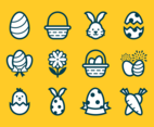 Easter Festivity Icon Set in Flat Style