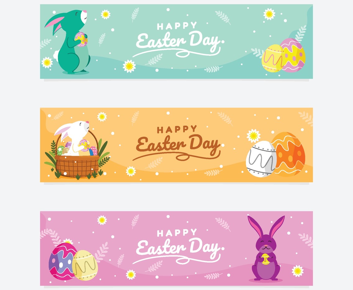 Happy Easter Day Banner Set