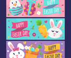 Cute happy easter bunny banners