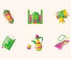 Happy Eid Mubarak Cute Icon Set