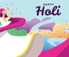 Woman Dancing Celebrating Holi Festival