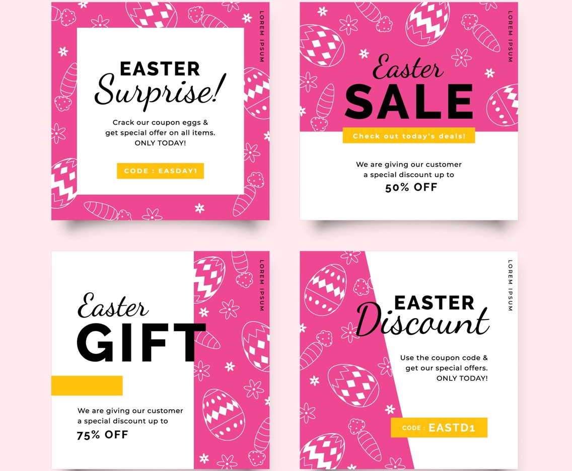Easter Sale Social Media Post in Line Style