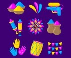Holi Icon Collection in Flat Design