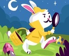 A Bunny Wear Detective Cloth Hunting Easter Egg