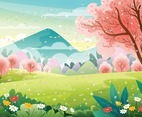Cherry Blossom in the Spring Season Landscape