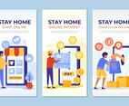 Stay Home Contact Less Concept Banner