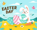 Easter Day with Cute Rabbit Illustration
