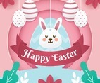 Happy Easter Day with Paper Cut Style