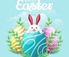 Rabbit Hiding In Easter Eggs Background