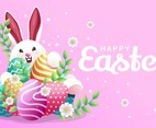 Happy Easter Day with Cute Bunny