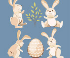 Set of Hand Drawn Funny Easter Bunny Collection