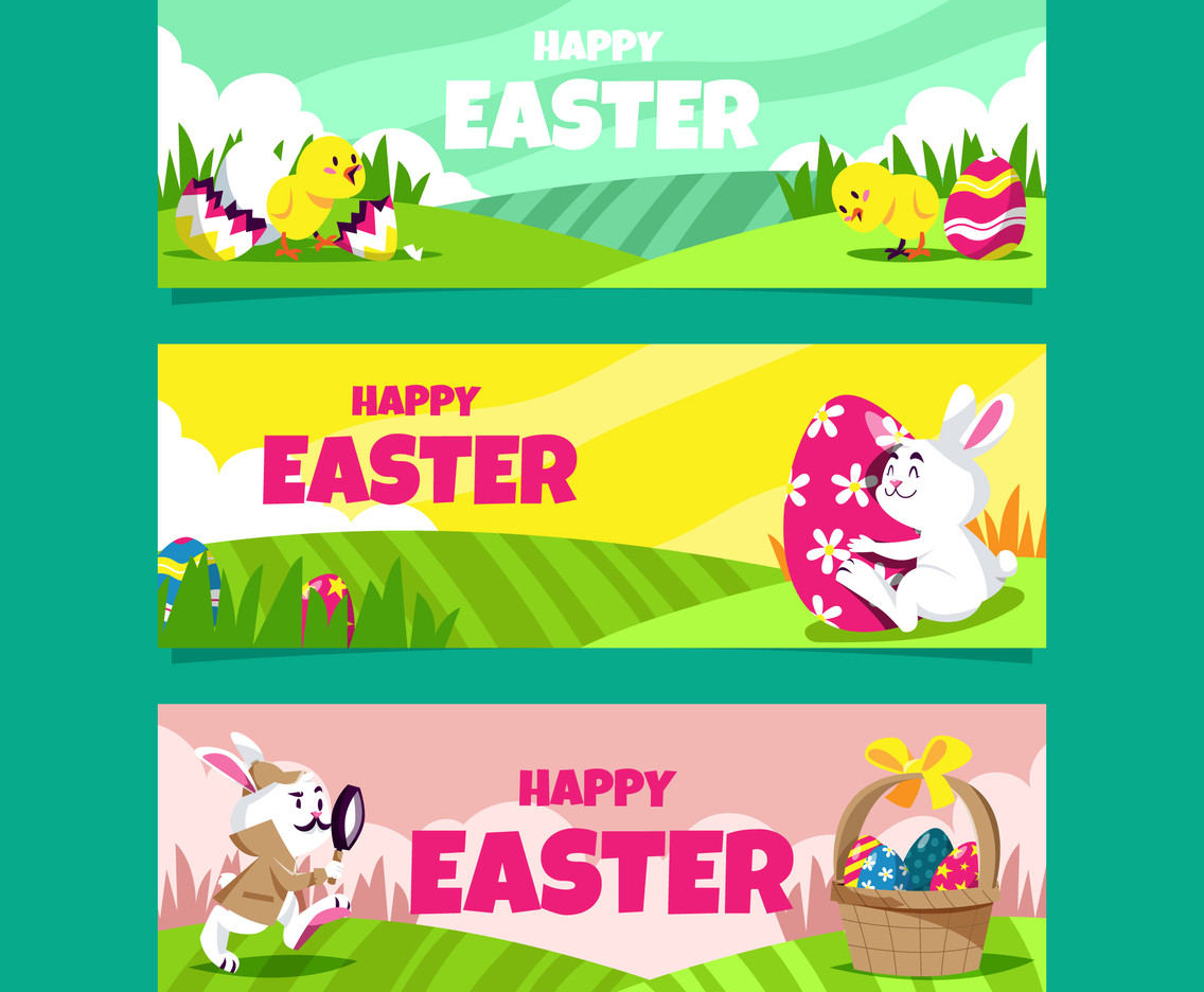 Happy Easter Banner Set