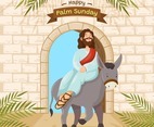 Jesus Christ Ride Donkey at the Gate of Jerusalem