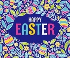 Easter Egg Background with Colorful Blooming Flower