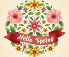 Colourful and Beautiful Spring Floral Concept with Red Ribbon