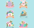 Easter Sticker Collection in Flat Design