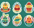 Easter Sticker Collection in Flat Style