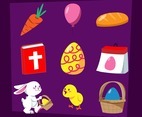 Easter Cartoon Icon Set