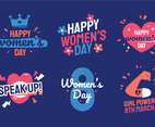 Colorful Women Day Sticker Label Collection