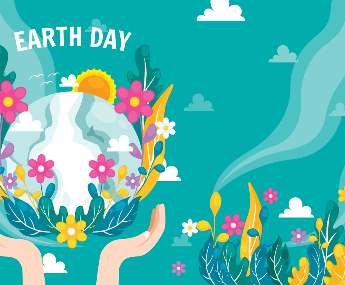 Earth Day Background with Colorful Floral