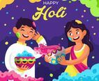 Boy and Girl Celebrating Holi Festival