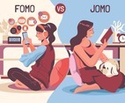 FOMO VS JOMO Concept