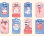Set of Easter Label Design with Cute Bunny