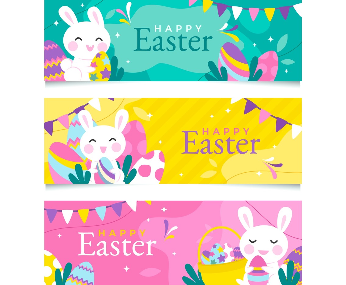 Happy Easter Bunny Banner Set