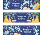 Colourful Songkran Festival Banner Set