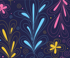 Colorful One Line Art Leaves And Flower Seamless Pattern