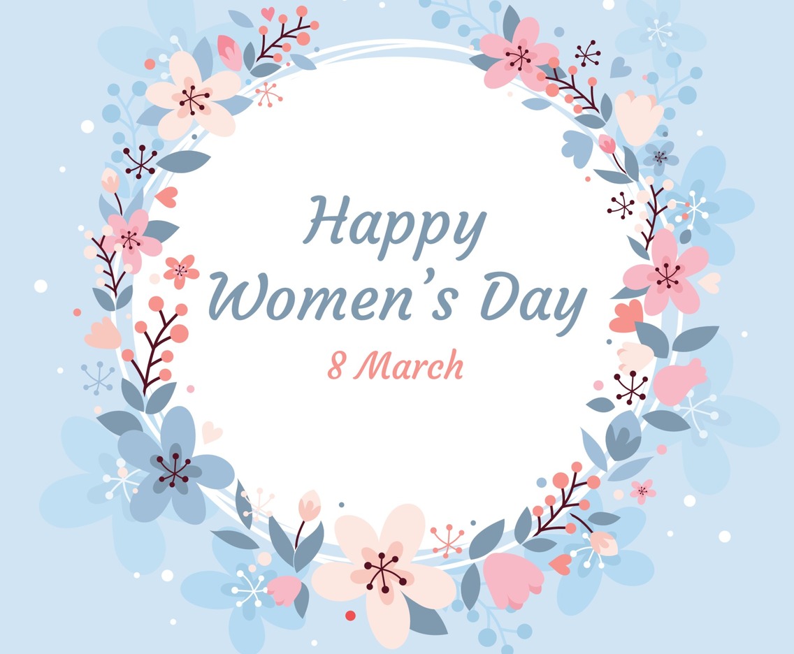 Happy Women's Day with Floral Frame