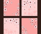 Beautiful Pink Cherry Blossom Flowers Card Set