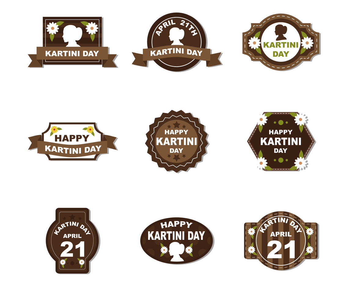 Kartini Day Sticker with Color Vintage