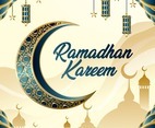 Ramadan Kareem with Moon and Lantern Concept