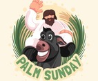 Flat Palm Sunday with Jesus and Donkey
