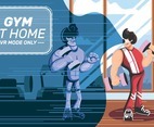Man doing Gym at Home Concept