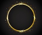 Golden Sparkling Ring on Black Background