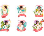 Cartoon Cute Kartini Day Badge Set